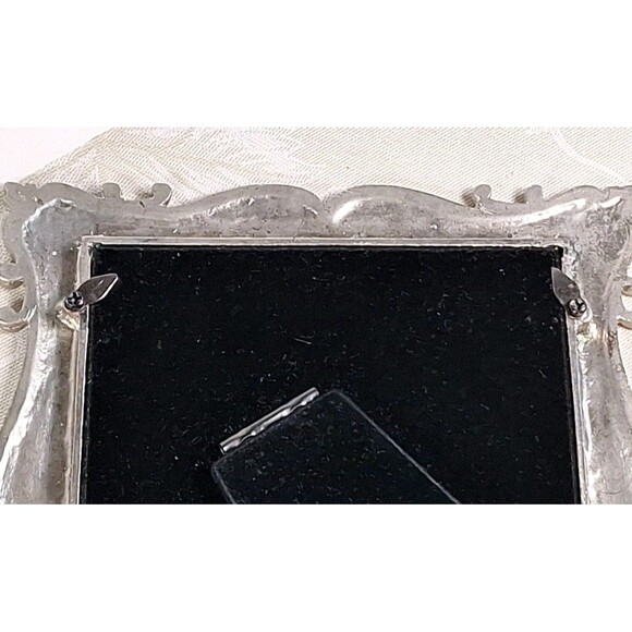 Vintage Scrolled Peachy Pink Stained Glass Photo Frame Pewter Trim 8.5"x6.5" - Picture 8 of 15